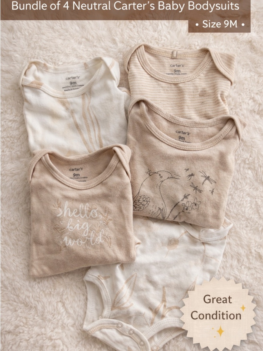 Carter's baby Neutral Baby undershirts Bodysuit Set - Cream & Tan